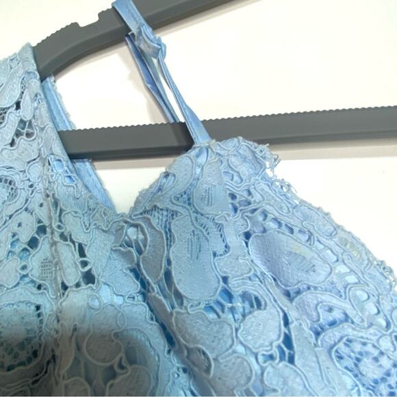 Bardot Karlie Cold Shoulder Blue Lace Midi Cocktail Dress - Picture 8 of 12